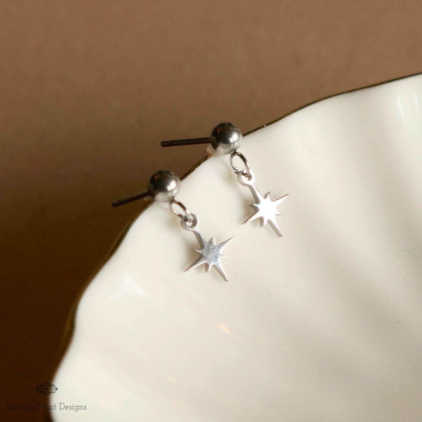 Starburst Stud Earrings, Minimalist Star Drop Earrings, Dainty Silver Studs for Women, Celestial Jewelry Gift, Tiny Star Earrings