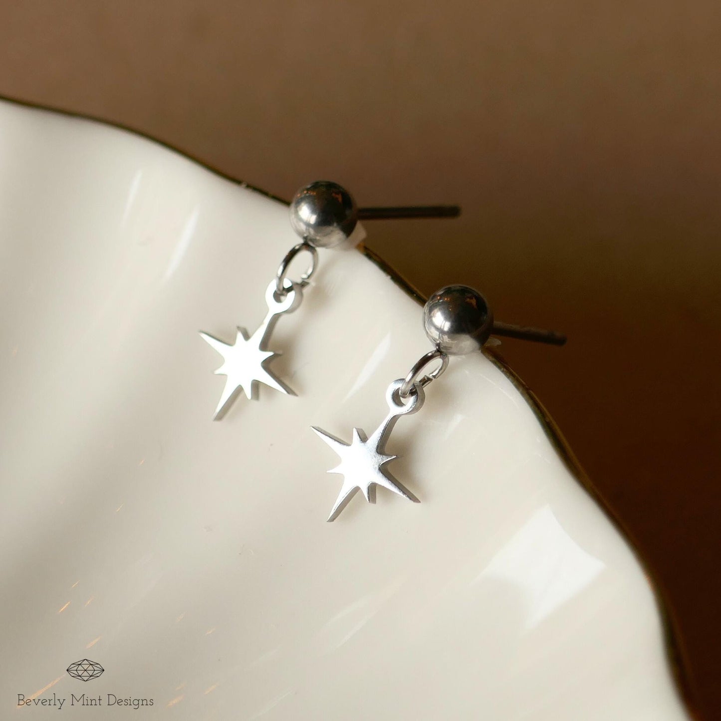 Starburst Stud Earrings, Minimalist Star Drop Earrings, Dainty Silver Studs for Women, Celestial Jewelry Gift, Tiny Star Earrings