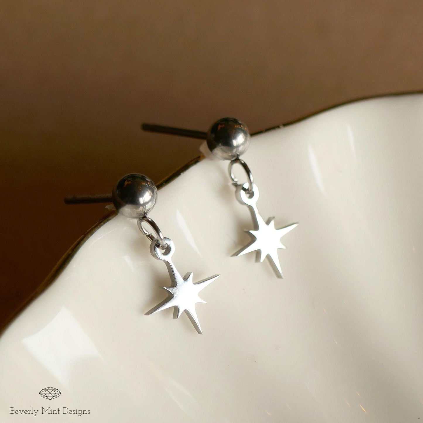 Starburst Stud Earrings, Minimalist Star Drop Earrings, Dainty Silver Studs for Women, Celestial Jewelry Gift, Tiny Star Earrings