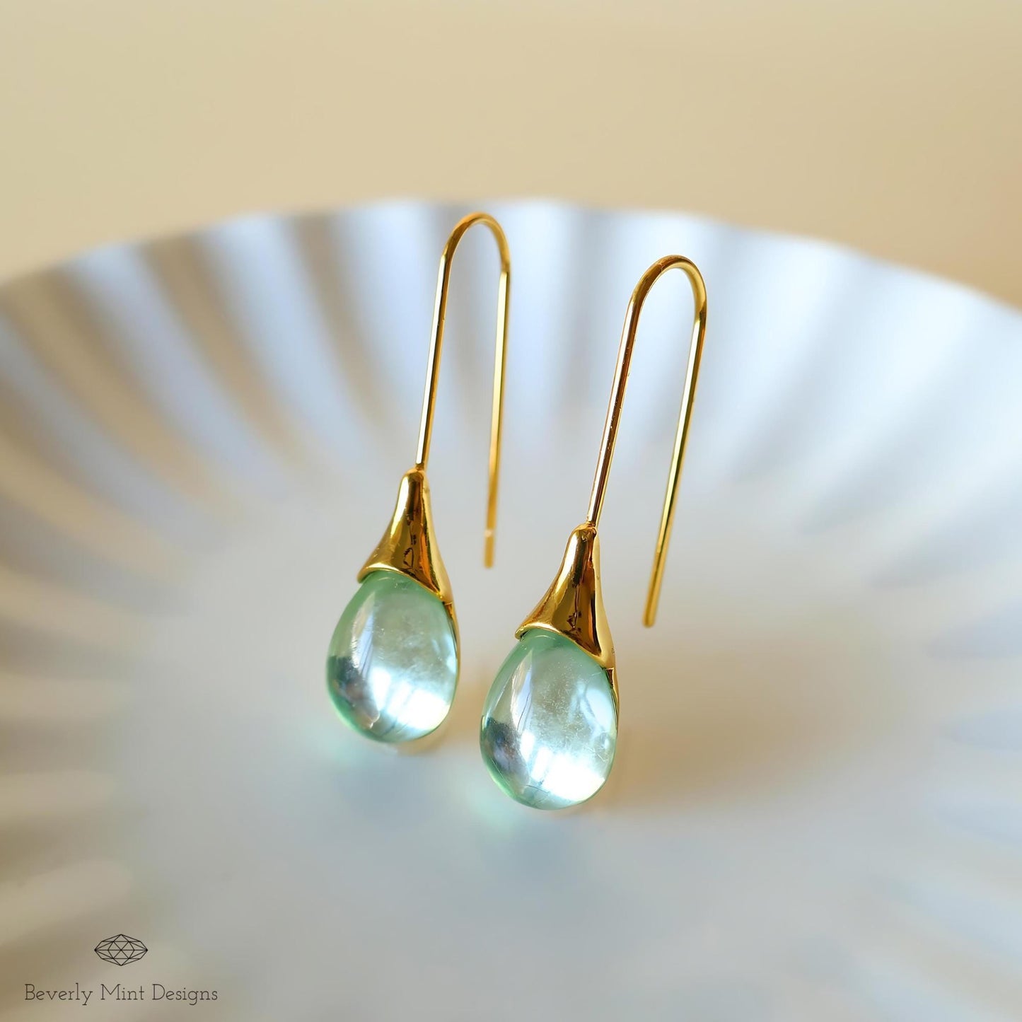 Light Green Teardrop Earrings, Gemstone Earrings Green Drop Earrings, Green Dangle Earrings, Minimalist Jewelry, Gift For Her