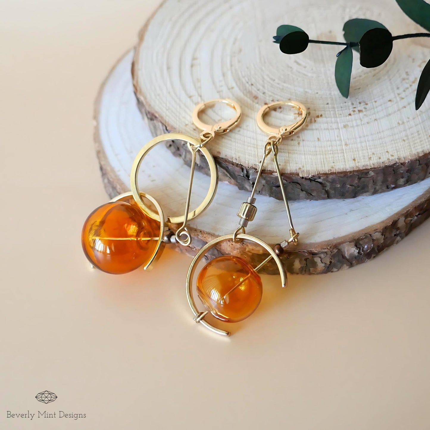 18K Gold Earrings, Bubble Glass Dangle Long Earrings, Yellow Fun Unique Earrings, Dangle & Drop Earrings, Unique Earrings, Gift For Her