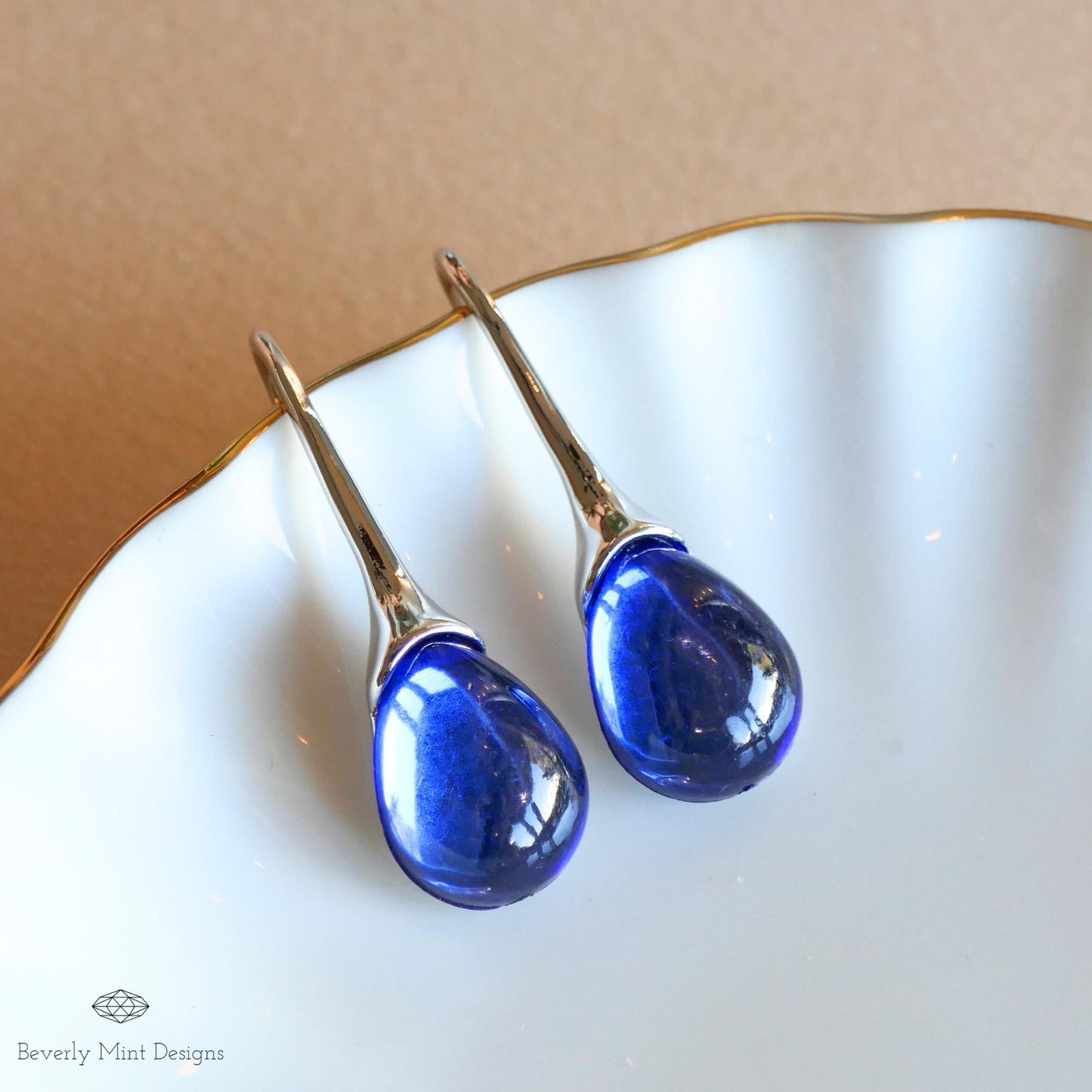 Sapphire Blue Gemstone Earrings, Teardrop Earrings , Blue Jewelry , Gift for Mother, Wedding Jewelry Statement Earrings, Gift For Her