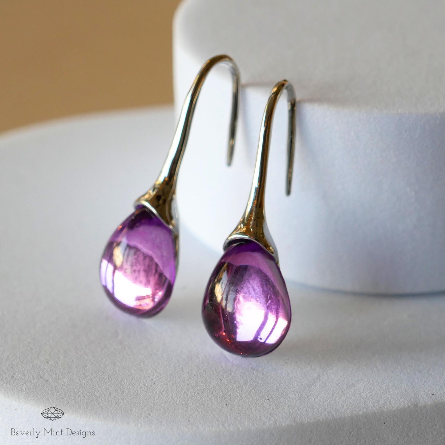 Purple Gemstone Earrings, Silver Earrings with Purple Stones, Purple Jewelry, Gift for Her, Wedding Jewelry Statement Earrings