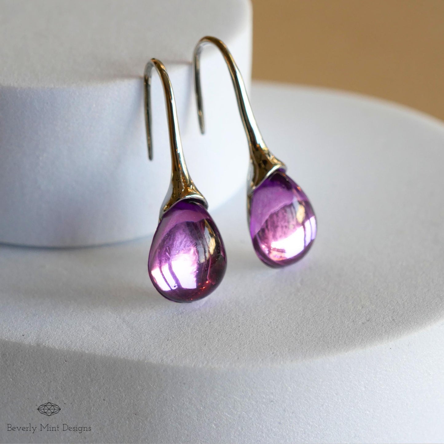 Purple Gemstone Earrings, Silver Earrings with Purple Stones, Purple Jewelry, Gift for Her, Wedding Jewelry Statement Earrings