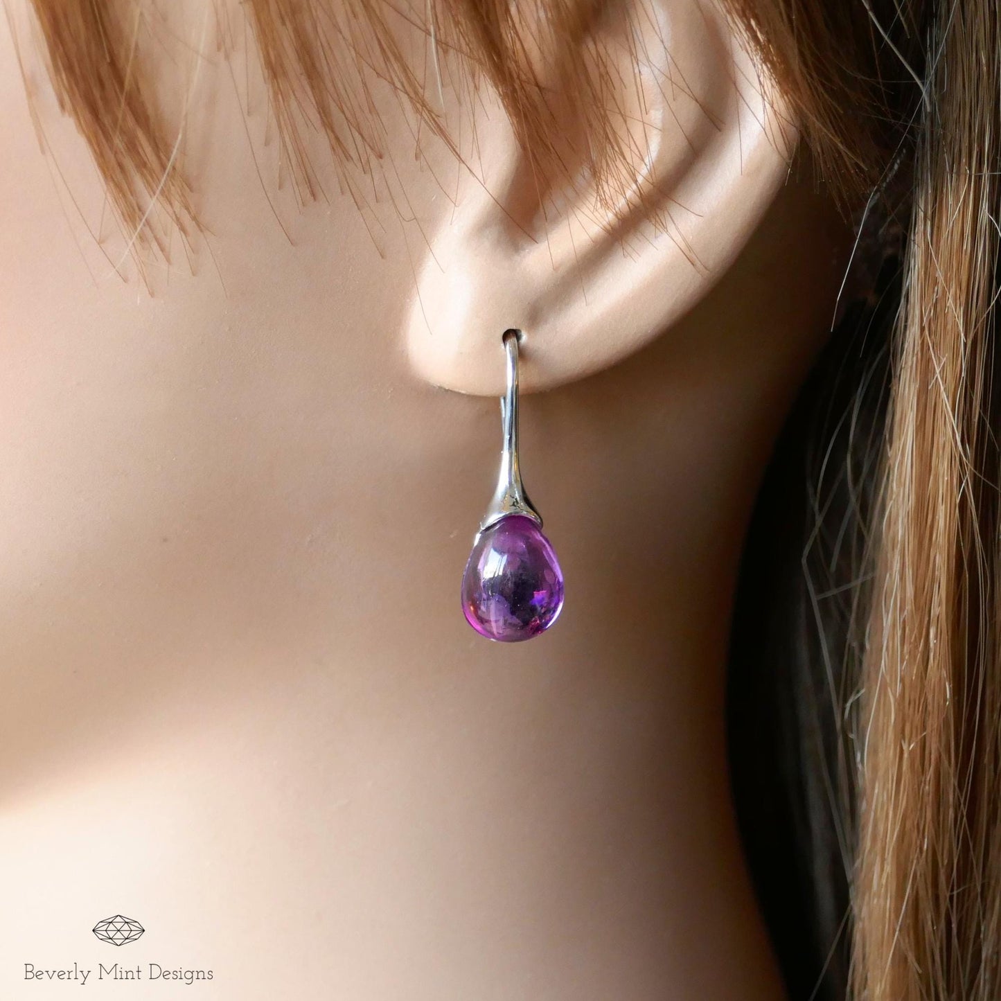 Purple Gemstone Earrings, Silver Earrings with Purple Stones, Purple Jewelry, Gift for Her, Wedding Jewelry Statement Earrings