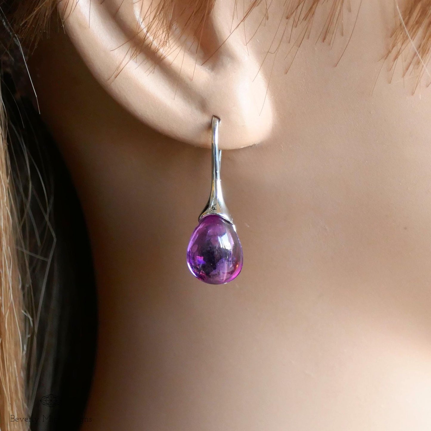 Purple Gemstone Earrings, Silver Earrings with Purple Stones, Purple Jewelry, Gift for Her, Wedding Jewelry Statement Earrings