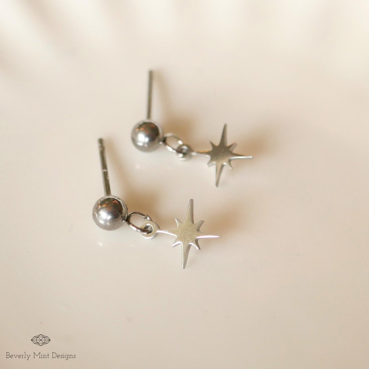 Starburst Stud Earrings, Minimalist Star Drop Earrings, Dainty Silver Studs for Women, Celestial Jewelry Gift, Tiny Star Earrings