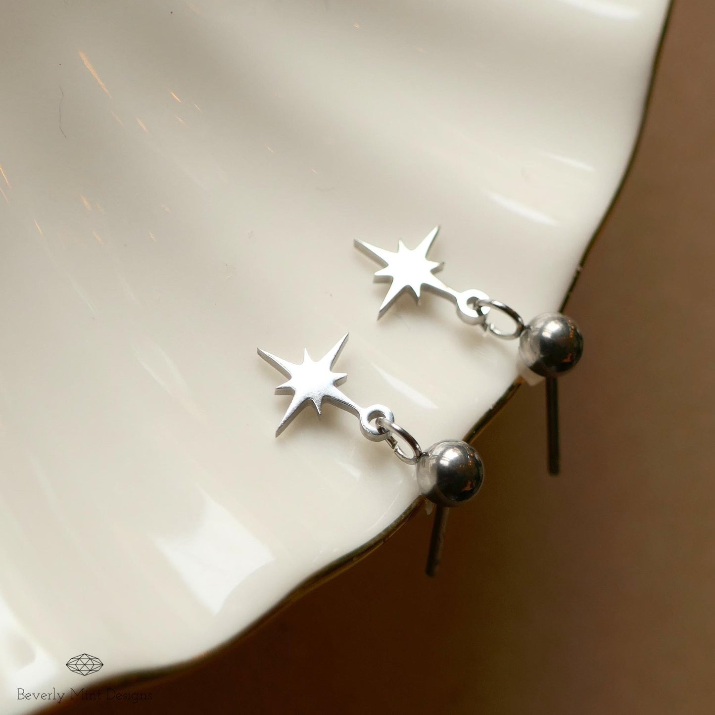 Starburst Stud Earrings, Minimalist Star Drop Earrings, Dainty Silver Studs for Women, Celestial Jewelry Gift, Tiny Star Earrings