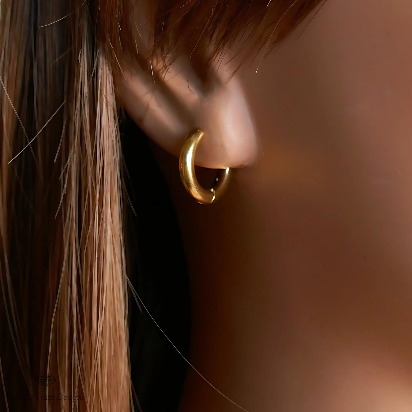 Gold Huggie Hoop Earrings , Chunky Gold Hoops, Minimalist Everyday Earrings ,18K Gold Plated Huggies , Dainty Gold Earrings