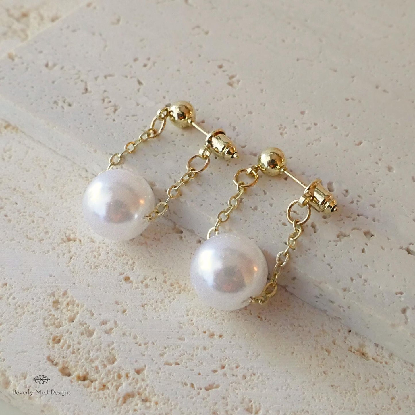 Pearl Earrings, Retro Gold Pearl Drop Earrings , Bride Earrings, Pearl Dangle Earrings, Gift For Her