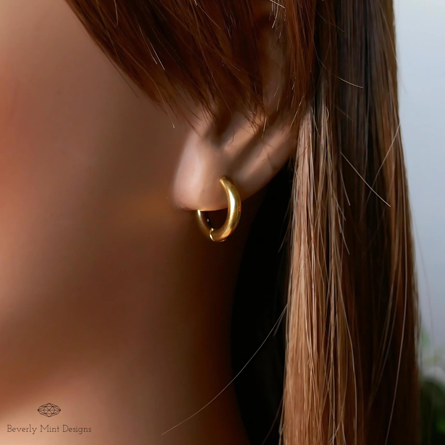 Gold Huggie Hoop Earrings , Chunky Gold Hoops, Minimalist Everyday Earrings ,18K Gold Plated Huggies , Dainty Gold Earrings