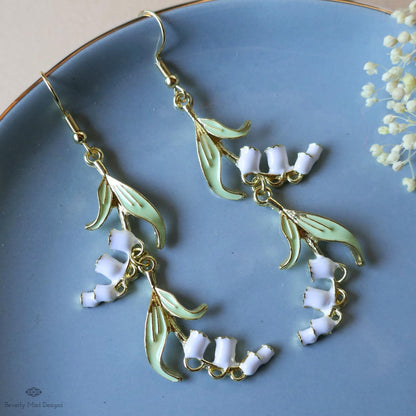 Lily Of The Valley Earrings, Floral Dangle Earrings, Birth Flower for May, Nature Inspired Jewelry, Botanical Earrings, Gift For Her