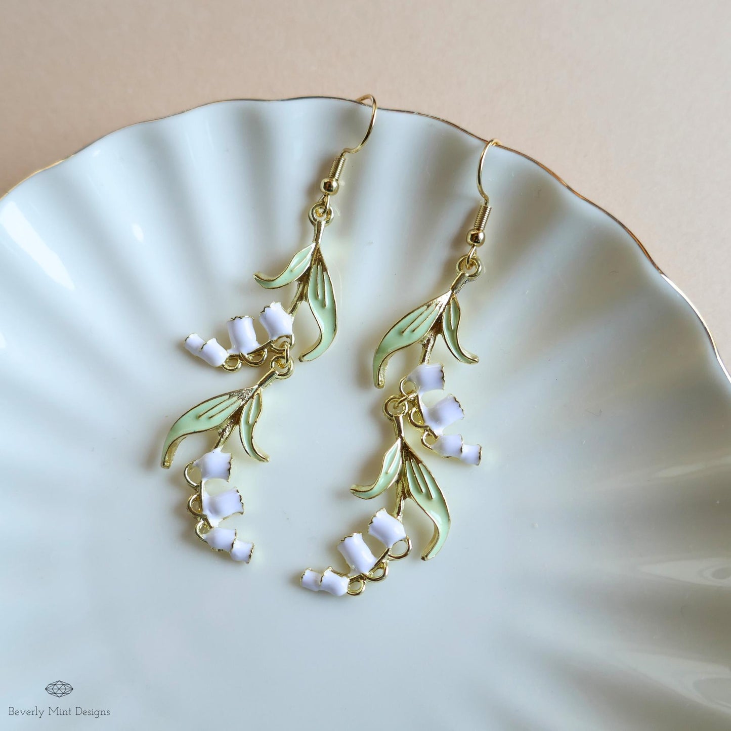 Lily Of The Valley Earrings, Floral Dangle Earrings, Birth Flower for May, Nature Inspired Jewelry, Botanical Earrings, Gift For Her
