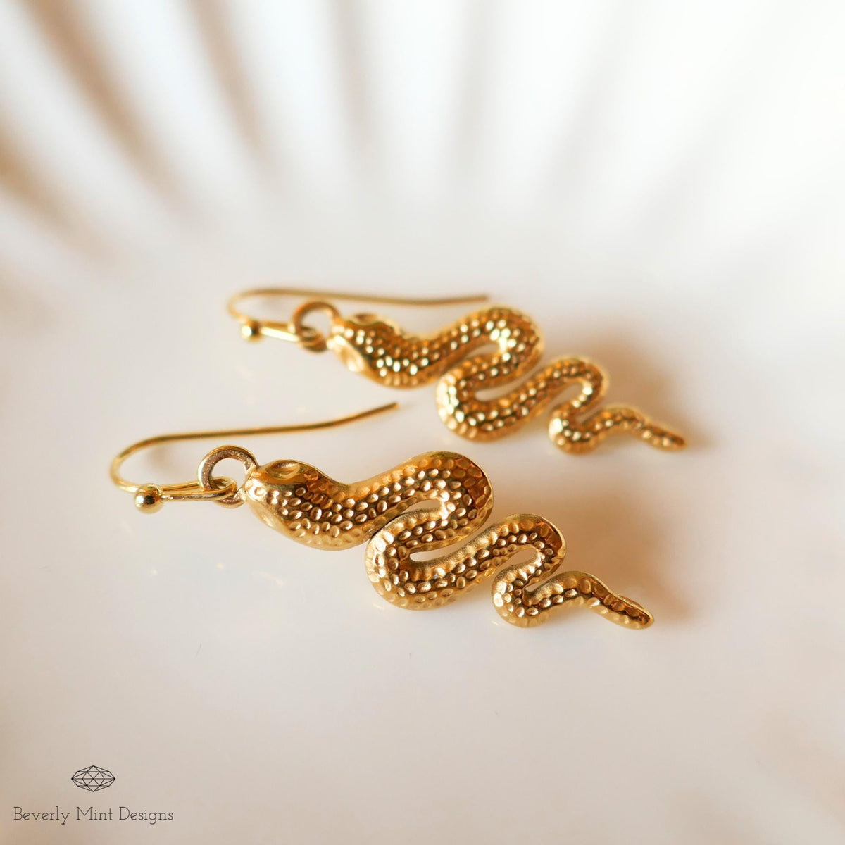 Gold Snake Earrings, Handmade Dangle Serpent Jewelry, Lightweight and Unique, Trendy Statement Earrings, Sensitive Ear & Clip-On Options