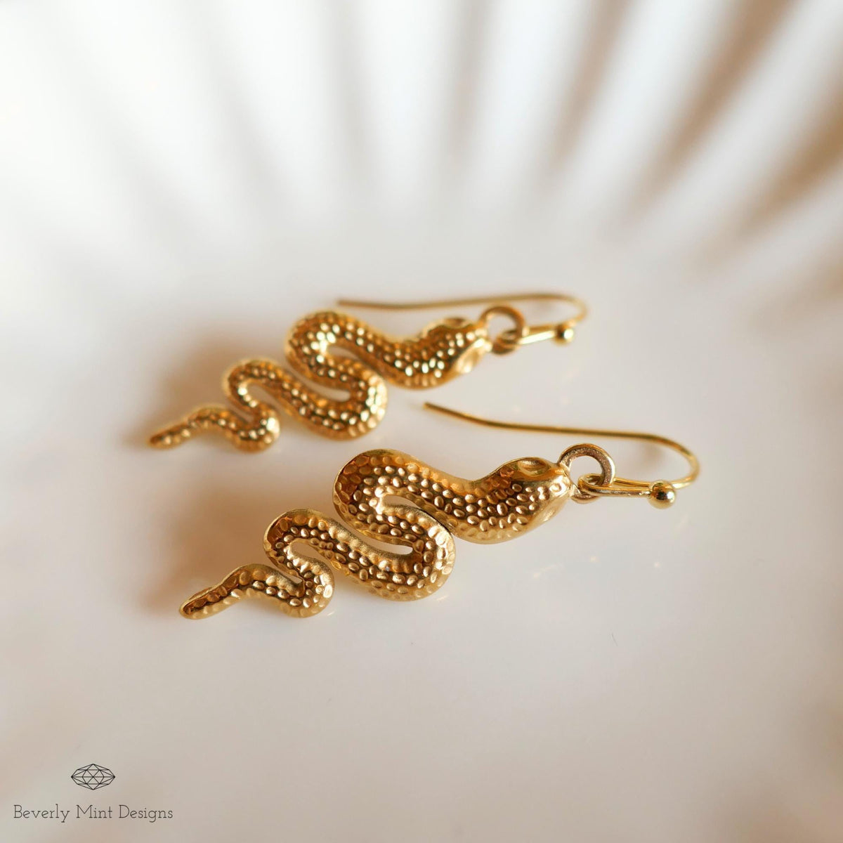 Gold Snake Earrings, Handmade Dangle Serpent Jewelry, Lightweight and Unique, Trendy Statement Earrings, Sensitive Ear & Clip-On Options