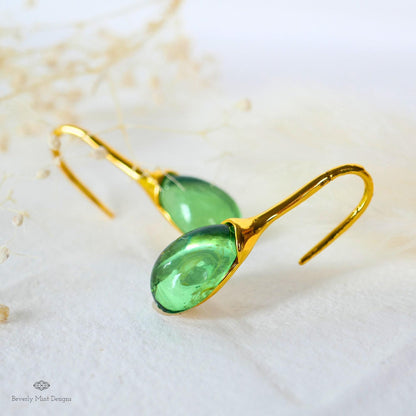 Green dangle earring Gemstone Earrings Green Earring, Gem Stone Waterdrop Earrings