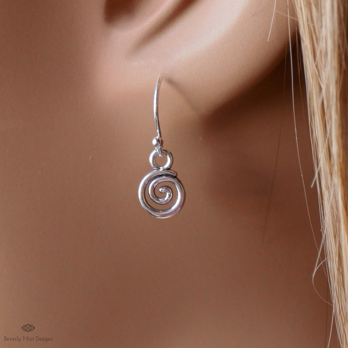 Silver Spiral Earrings, Small Dangle Swirl Earrings, Minimalist Boho Jewelry, Celtic Inspired, Sensitive Ear & Clip-On Options