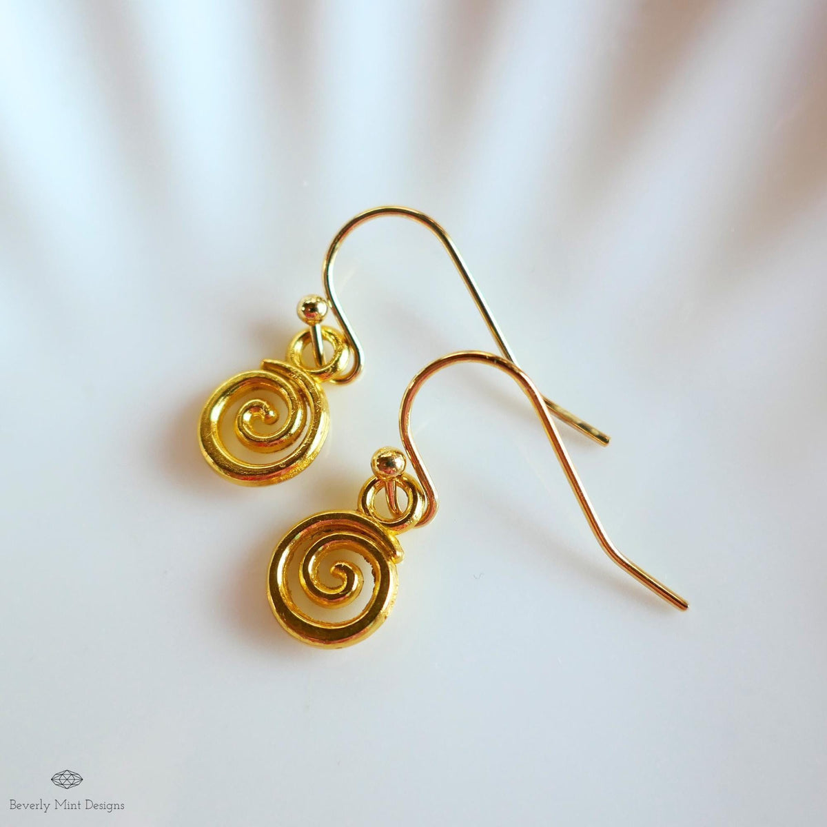 Gold Tiny Spiral Earrings, Mini Swirl Dangle Earrings, Minimalist Boho Jewelry, Celtic Inspired Earrings, Sensitive Ear & Clip-On Options