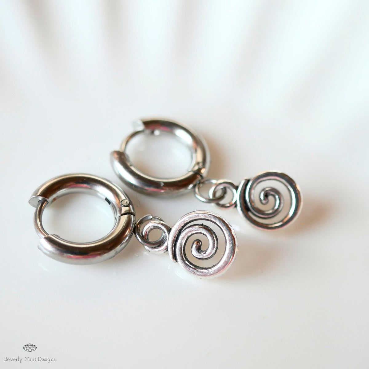 Silver Spiral Earrings, Small Dangle Swirl Earrings, Minimalist Boho Jewelry, Celtic Inspired, Everyday Earrings Gift