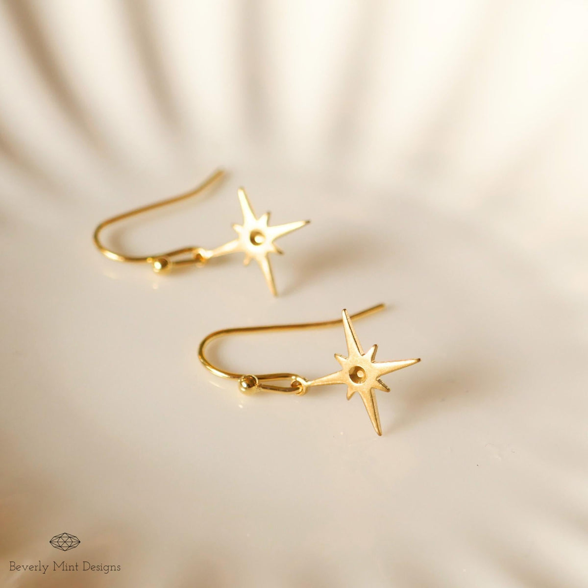 Gold Star Earrings ,North Star Starburst Earrings , Everyday Dainty Celestial Jewelry, Minimalist Earrings, Sensitive Ear & Clip-On Options