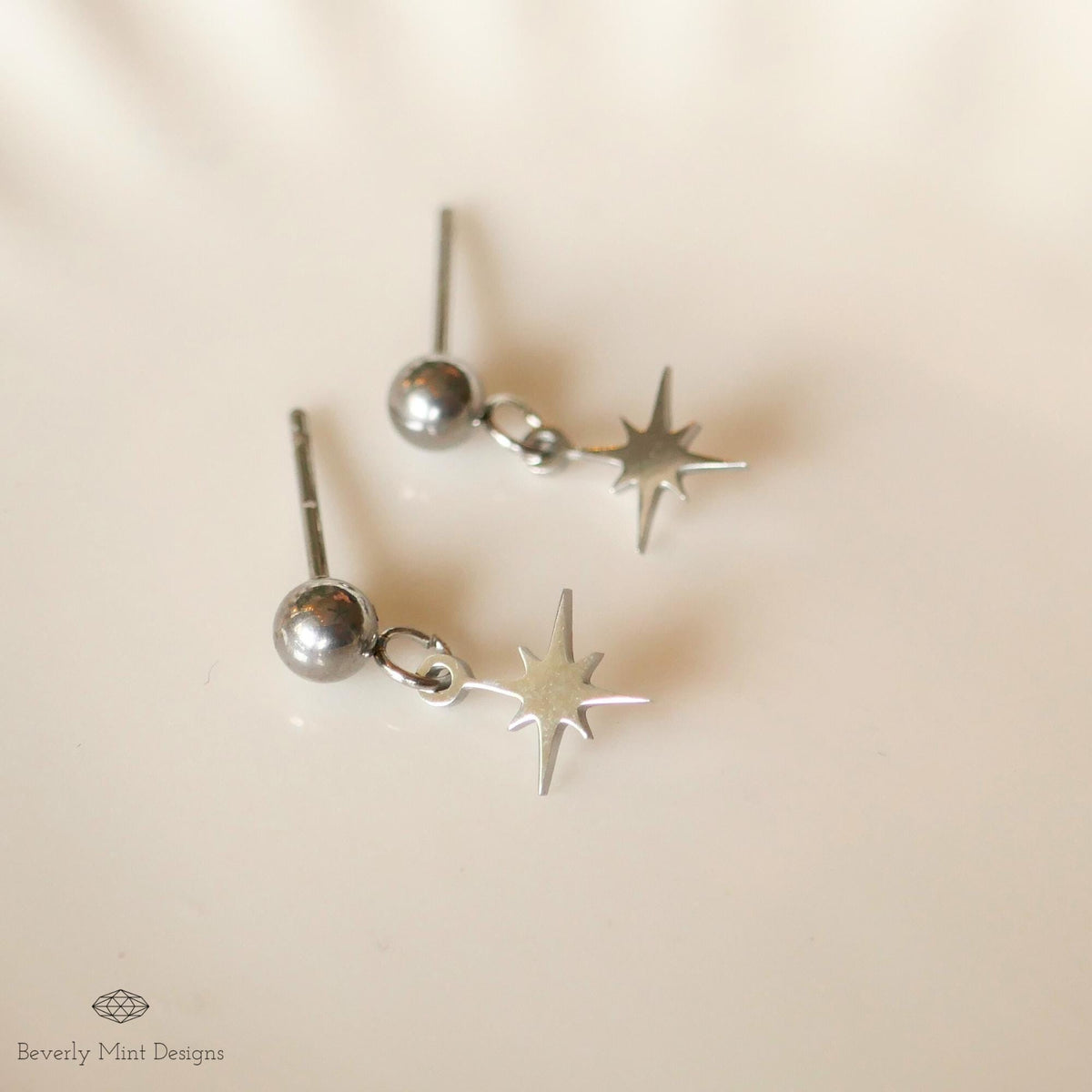 Starburst Stud Earrings, Minimalist Star Drop Earrings, Dainty Silver Studs for Women, Celestial Jewelry Gift, Tiny Star Earrings