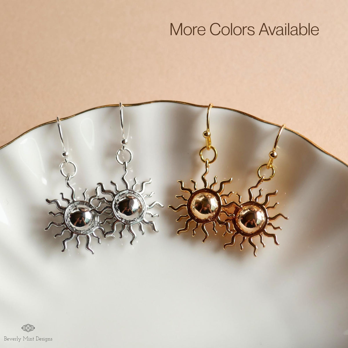 Gold Sunburst Dangle Earrings, Celestial Gold Drop Earrings, Minimalist Sun Earrings, Sensitive Ear & Clip-On Options