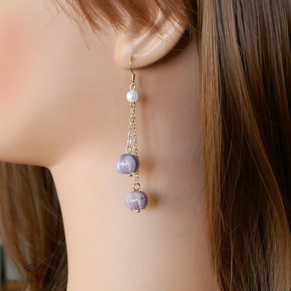 Purple Lily of The Valley,  Purple Flower Earrings, Floral Dangle and Drop Earrings, Birth Flower for May ,Unique Earrings