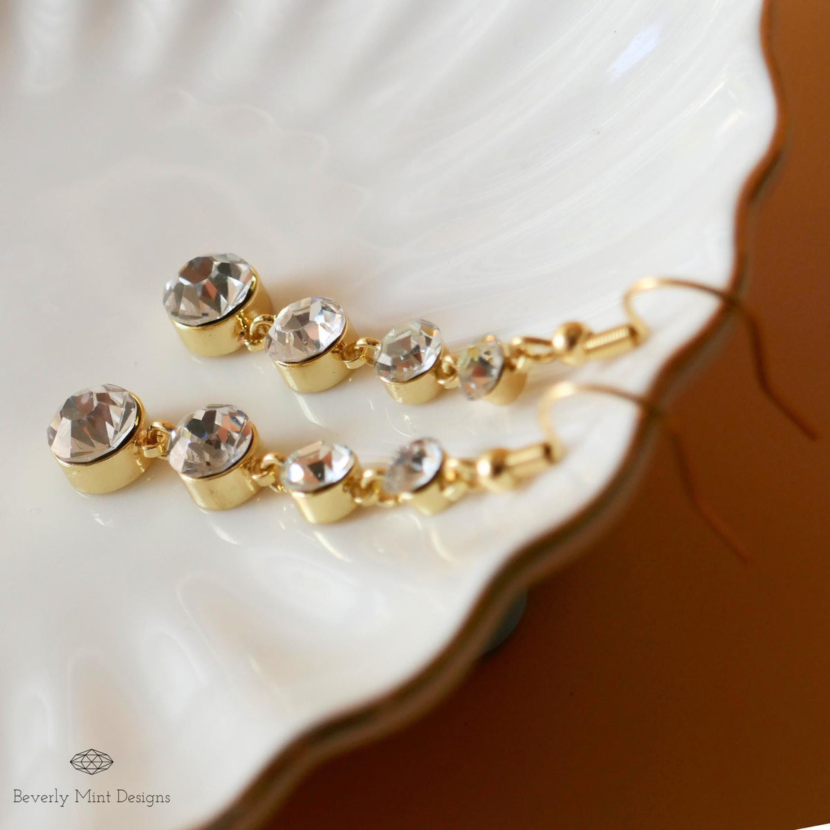 18K Gold Dangle and Drop Earrings with Cubic Zirconia, CZ Crystal Drop Earrings, Crystal Tassel Earrings, Bridal Earrings