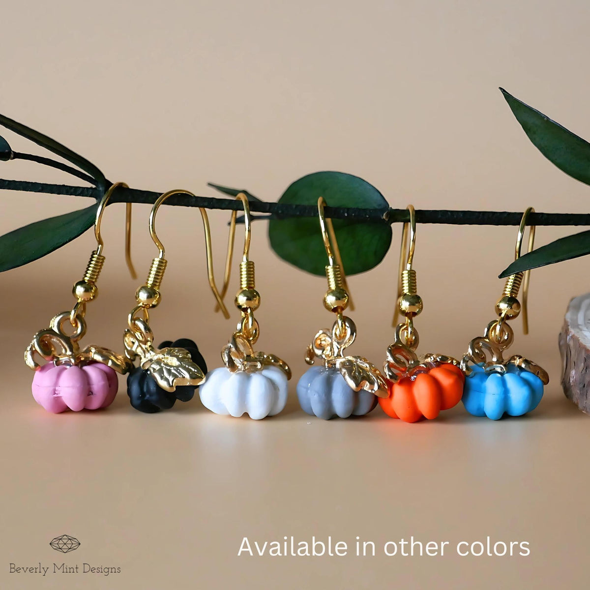 Halloween Pumpkin Earrings, Tiny Cute Pumpkin Dangle Earrings, Orange Pumpkin Fall Jewelry, Sensitive Ear & Clip-On Options