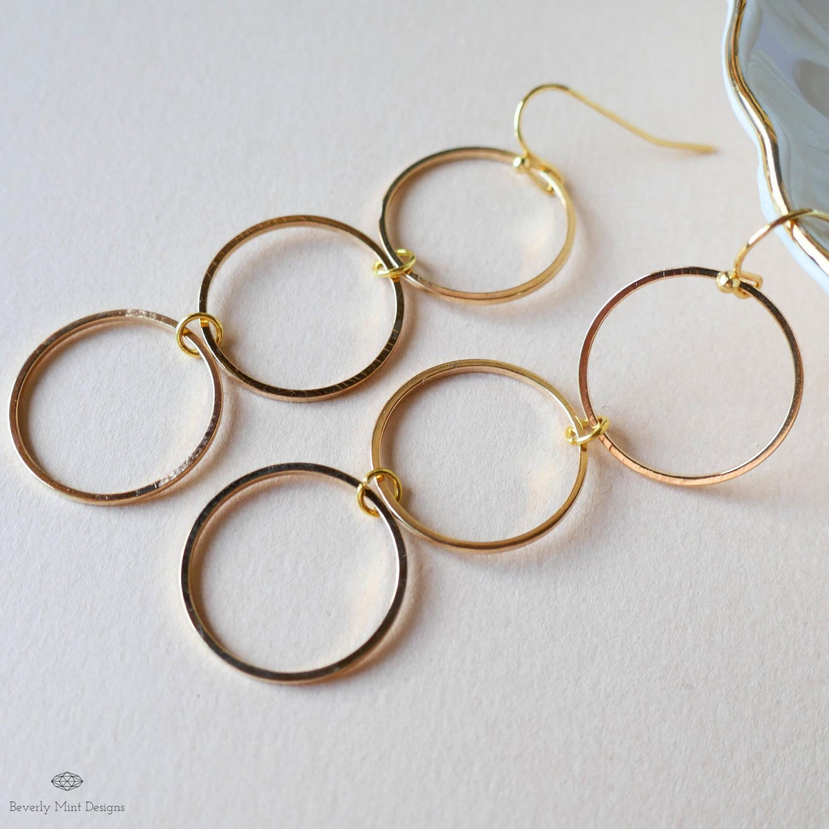 Gold Hoop Dangle Earrings, Long Circle Drop Earrings, Lightweight Geometric Statement Jewelry, Sensitive Ear & Clip-On Options