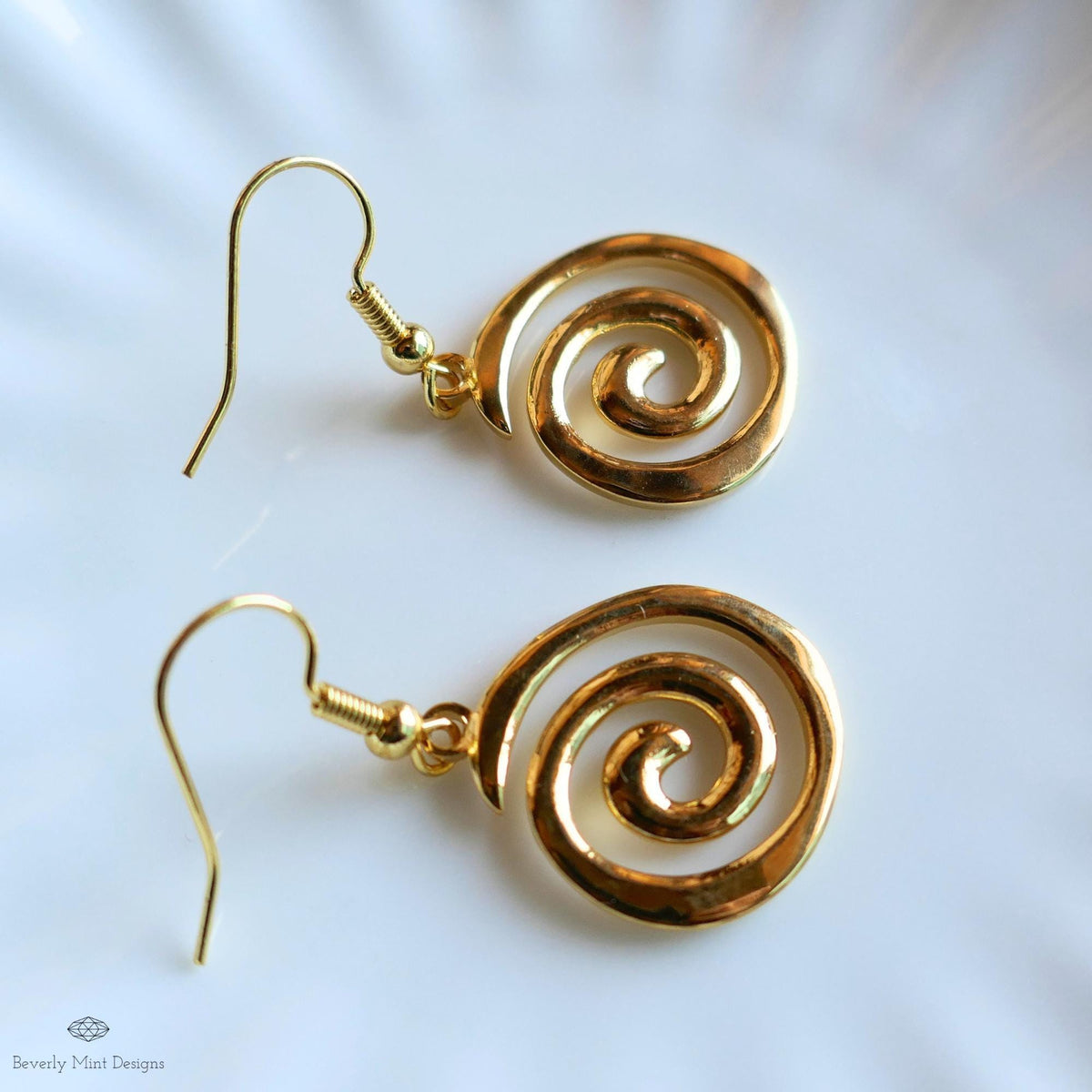 Gold Spiral Earrings, Minimalist Swirl Dangles, Boho Statement Earrings, Lightweight Gold Jewelry, Sensitive Ear & Clip-On Options