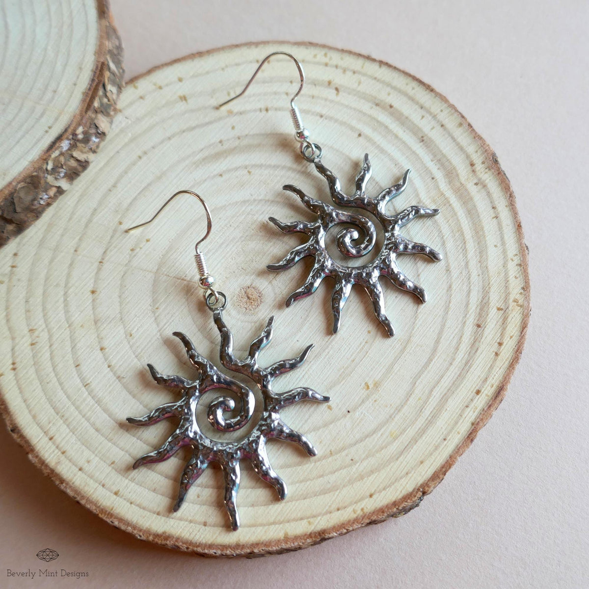Sun Earrings Silver, Celestial Sun Earrings, Statement Sun Earrings, Bold Silver Earrings, Sensitive Ear & Clip-On Options