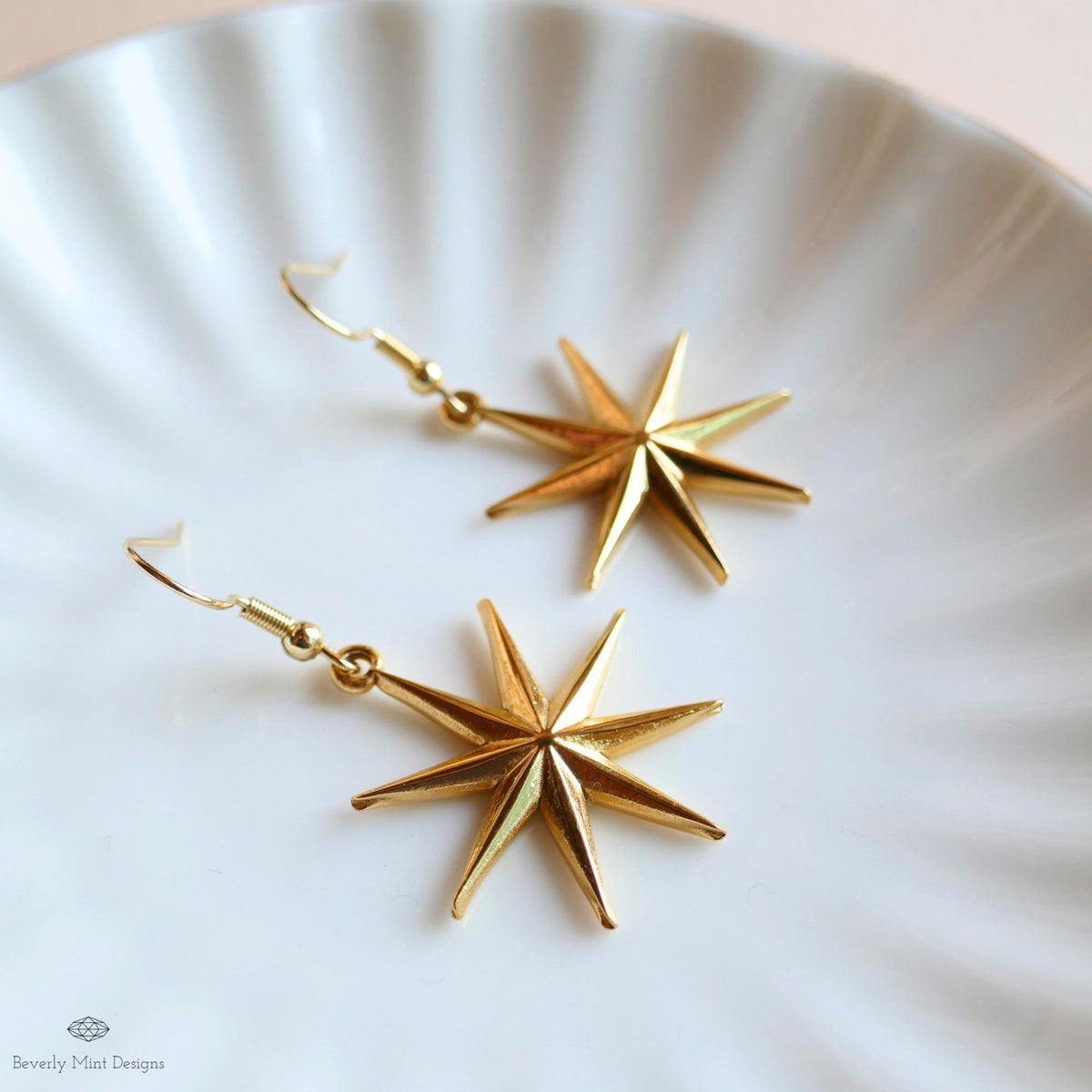 Gold Star Earrings, Statement Earrings, Boho Festival Jewelry, Astrology , Star Dangle Earrings, Sensitive Ear & Clip-On Options