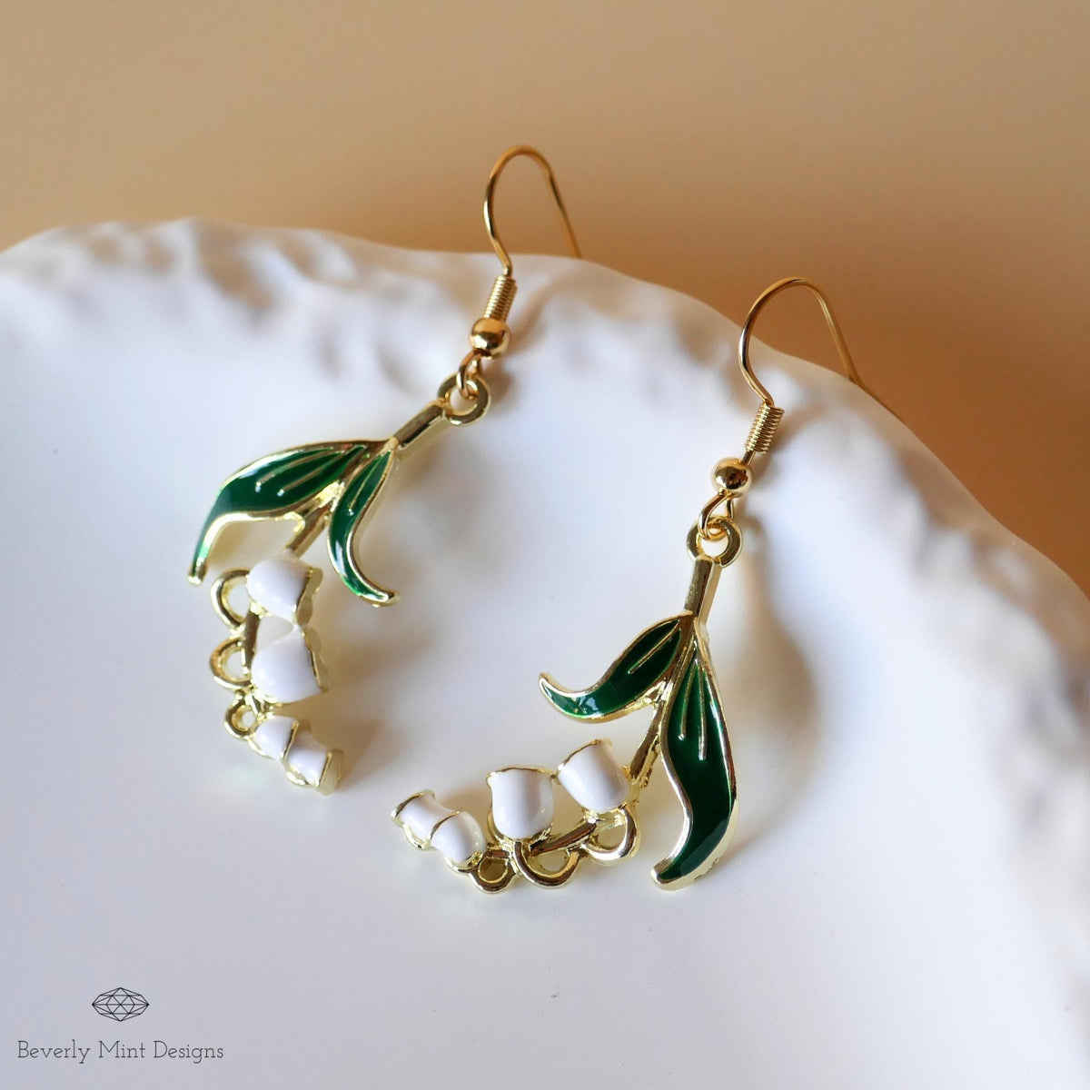 White Lily Of The Valley Flower Earrings, Floral Dangle and Drop Earrings, Birth Flower for May, Sensitive Ear & Clip-On Options