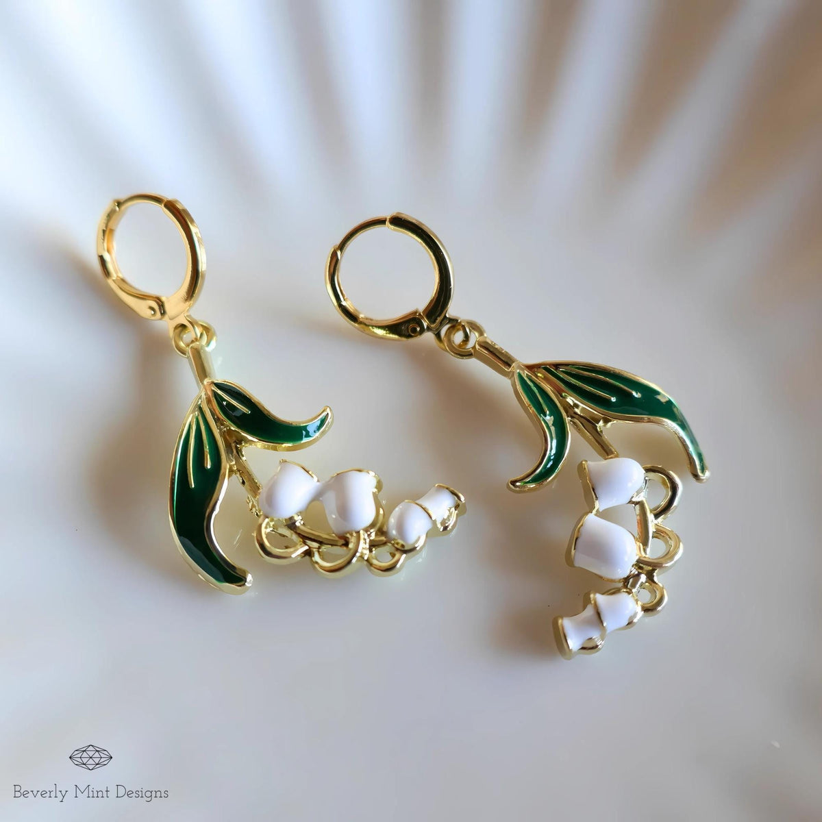 White Lily Of The Valley Flower Drop Earrings, Floral Dangle Earrings, Birth Flower for May, Sensitive Ear & Clip-On Options