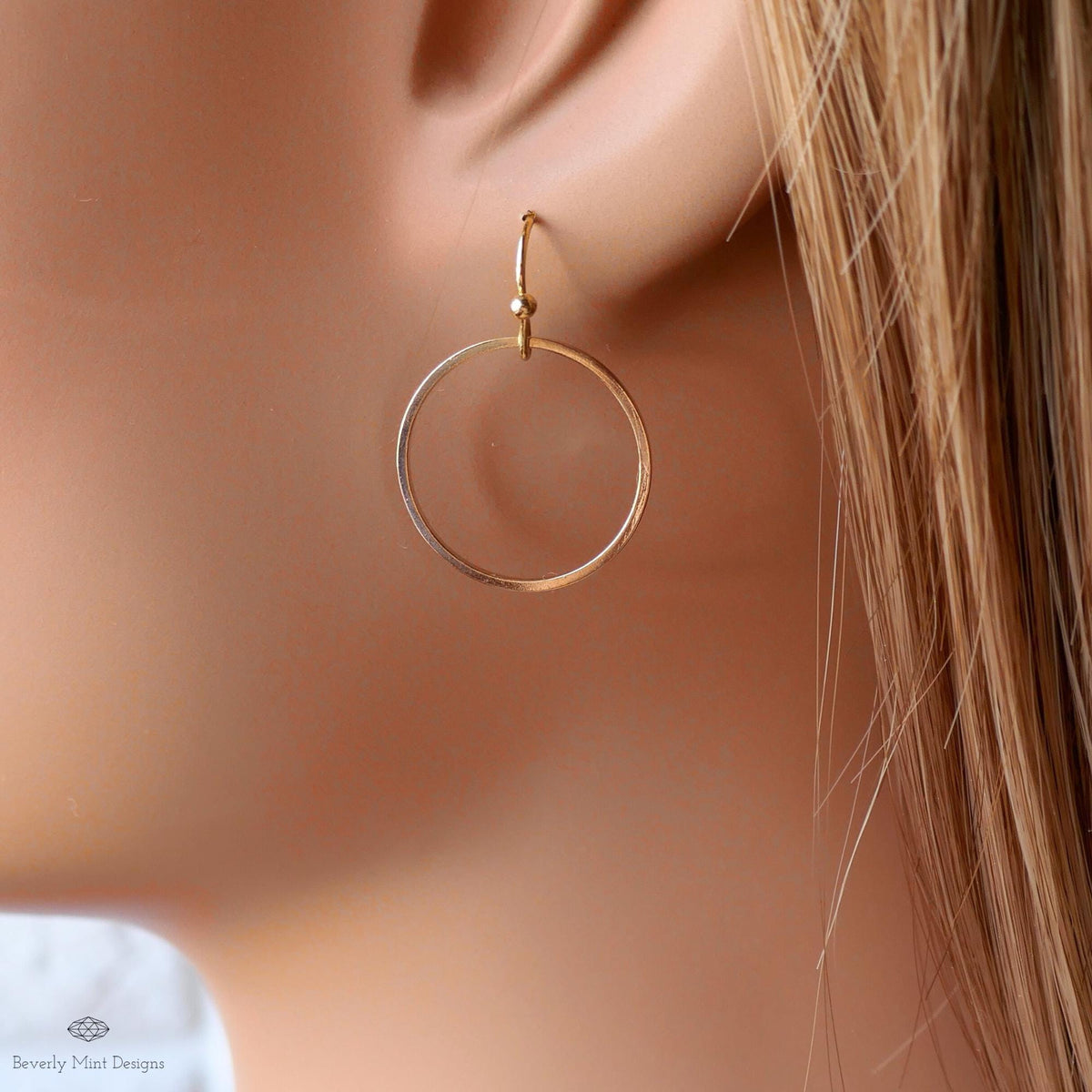 Minimalist Hoop Dangle Earrings, Open Circle Drop Earrings, Lightweight Modern Geometric Jewelry, Sensitive Ear & Clip-On Options