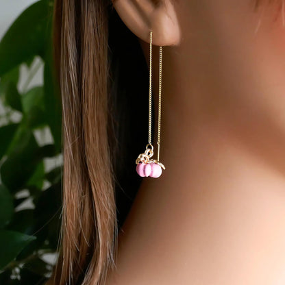 Halloween Pumpkin Earrings, Cute Pink Pumpkin Earrings, Pink Earrings, Fun Halloween Accessories, Sensitive Ear & Clip-On Options