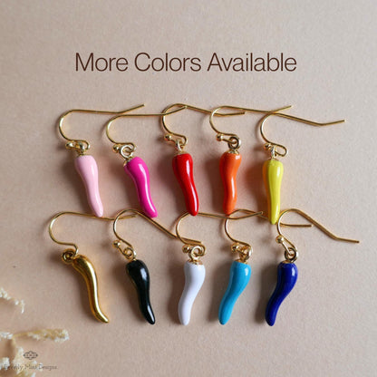 Chili Pepper Earrings, Yellow Pepper Dangle, Gold Hook Earrings, Fun Earrings, Spicy Statement Earrings, Sensitive Ear & Clip-On Options