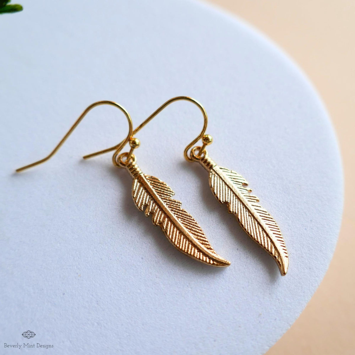 Gold Feather Earrings, Dainty Boho Dangle, Lightweight Hook Earrings, Nature Inspired Jewelry, Minimalist, Sensitive Ear & Clip-On Options