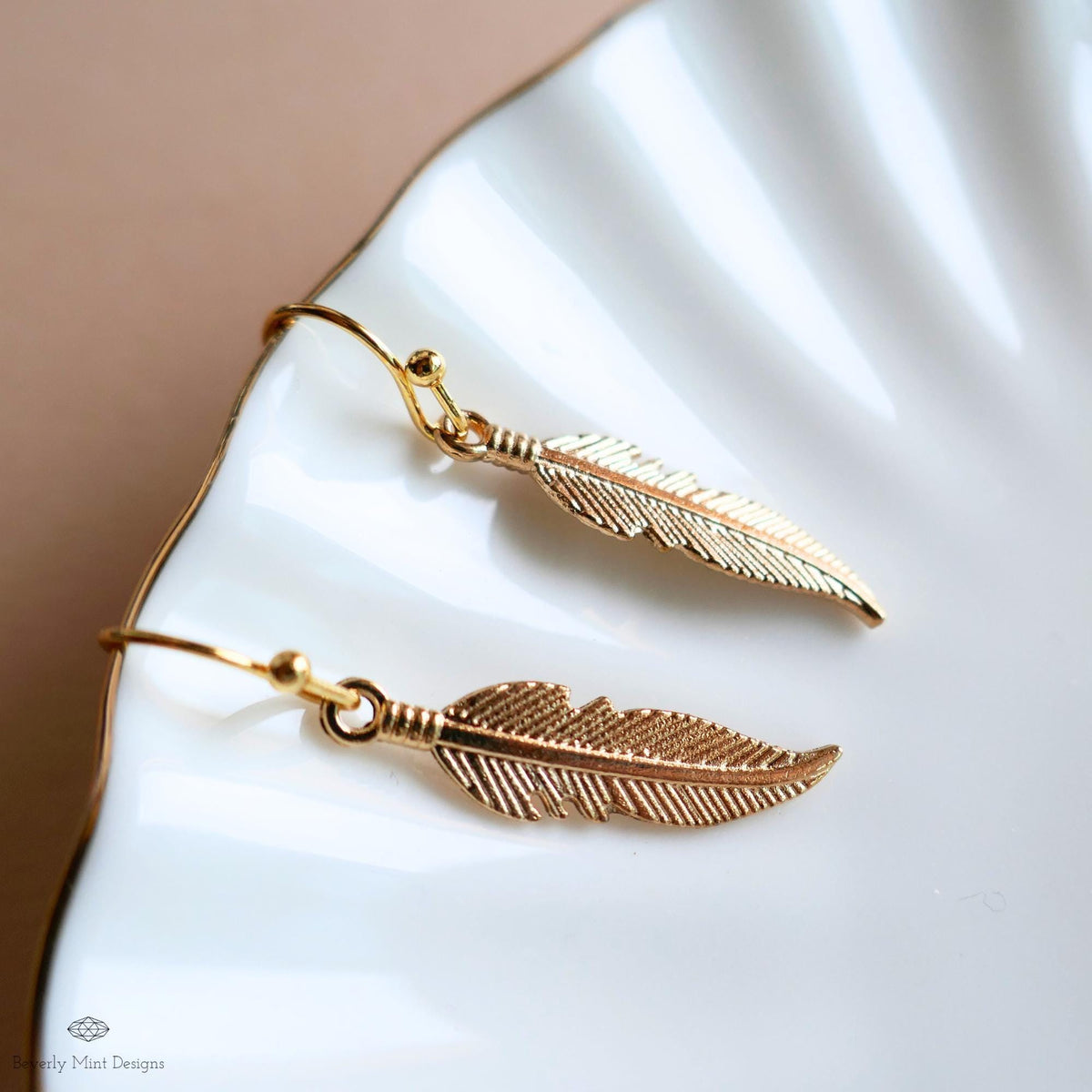 Gold Feather Earrings, Dainty Boho Dangle, Lightweight Hook Earrings, Nature Inspired Jewelry, Minimalist, Sensitive Ear & Clip-On Options