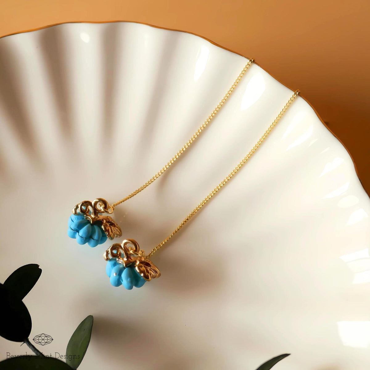 Halloween Pumpkin Earrings, Cute Pumpkin Earrings, Blue Earrings, Fun Halloween Accessories, Sensitive Ear & Clip-On Options