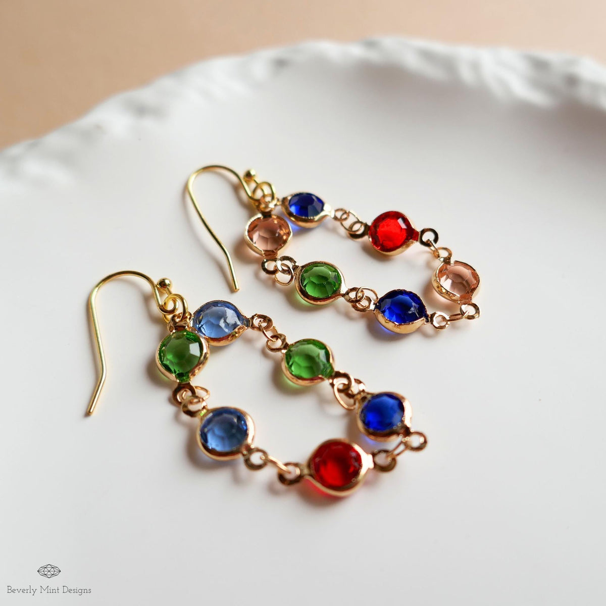 Colorful Stone Earrings, Gold Multi Color Dangle Earrings, Boho Statement Jewelry, Rainbow Drop Earrings, Sensitive Ear & Clip-On Options