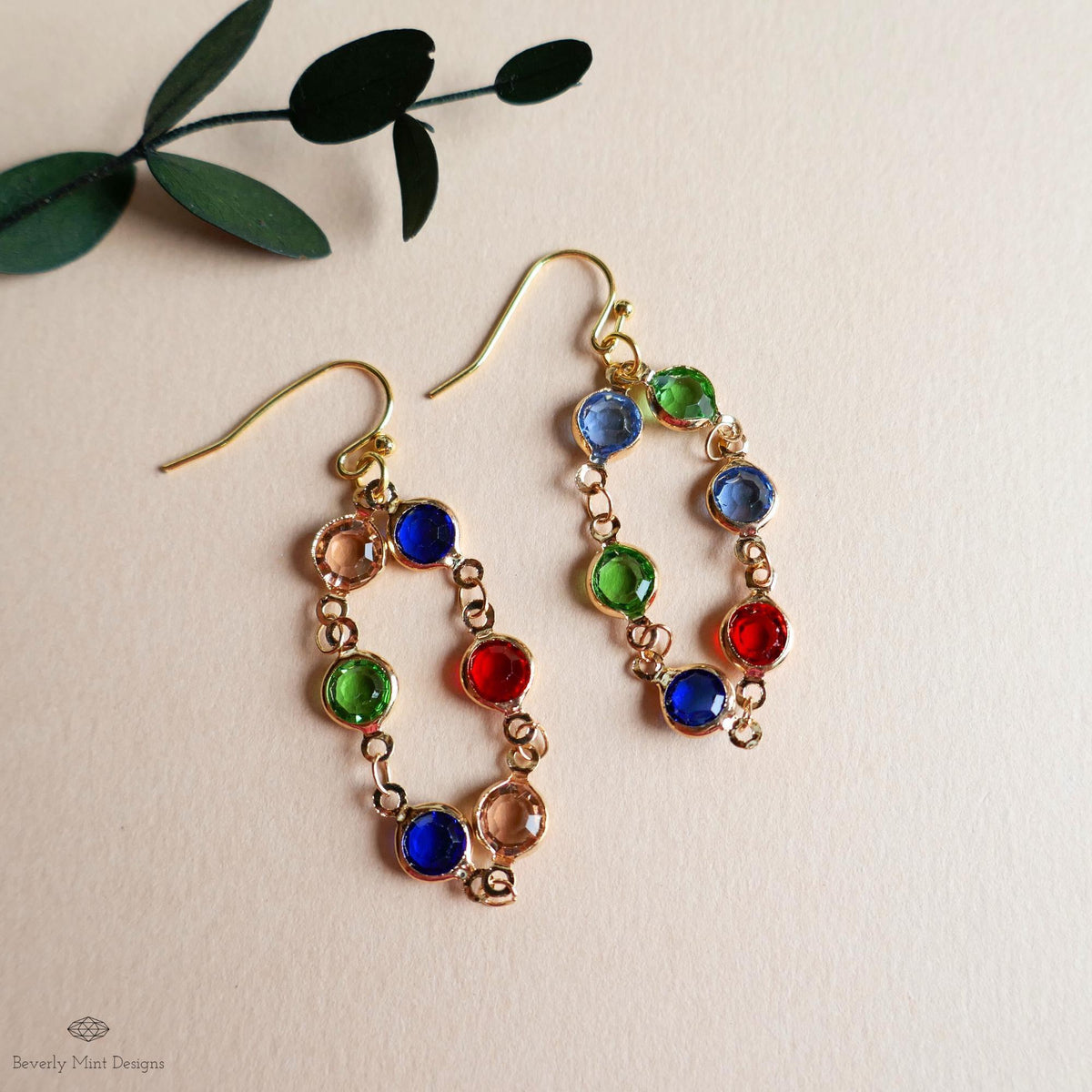 Colorful Stone Earrings, Gold Multi Color Dangle Earrings, Boho Statement Jewelry, Rainbow Drop Earrings, Sensitive Ear & Clip-On Options