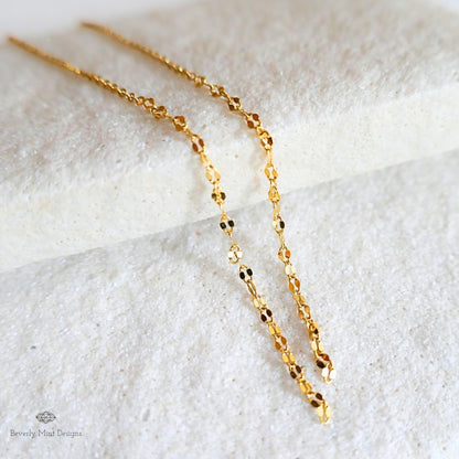 14K Gold Threader Earrings, Gold Tassel Earrings, Threader Earrings, Dainty Earrings, Long Earrings, Minimalist Earrings