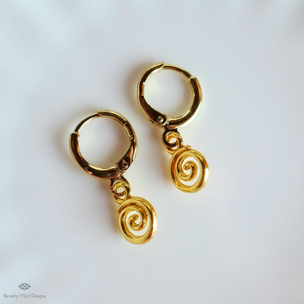 Gold Tiny Spiral Earrings, Mini Swirl Dangle Earrings, Minimalist Boho Jewelry, Celtic Inspired Earrings, Sensitive Ear & Clip-On Options