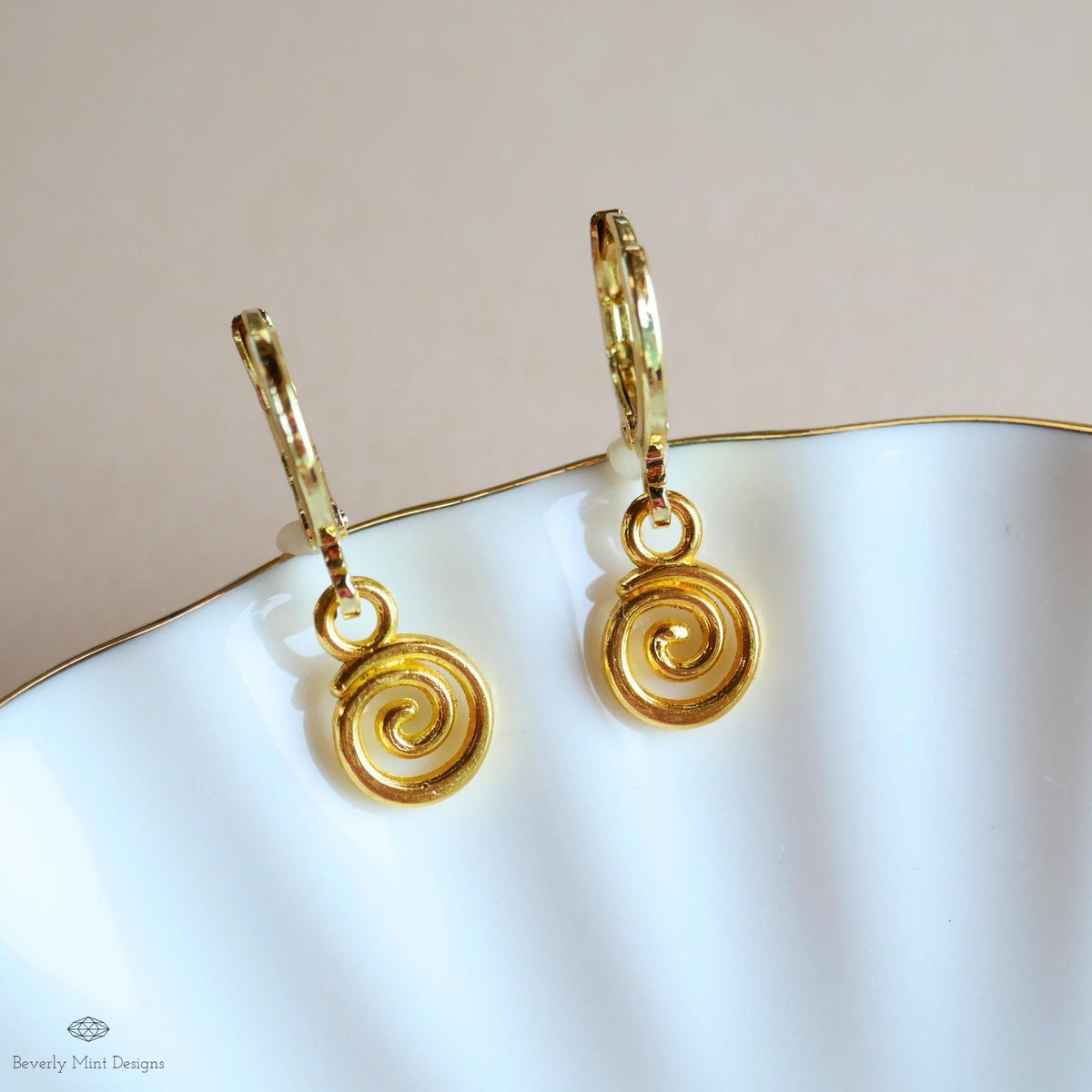 Gold Tiny Spiral Earrings, Mini Swirl Dangle Earrings, Minimalist Boho Jewelry, Celtic Inspired Earrings, Sensitive Ear & Clip-On Options