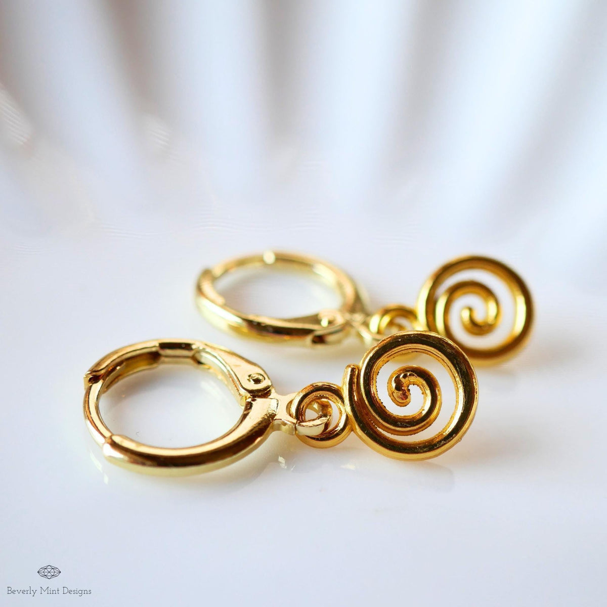 Gold Tiny Spiral Earrings, Mini Swirl Dangle Earrings, Minimalist Boho Jewelry, Celtic Inspired Earrings, Sensitive Ear & Clip-On Options