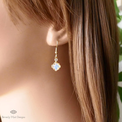 18K Gold Dainty Charm Earrings, Minimalist Earrings, Drop and Dangle Earrings, Minimalist Jewelry, Sensitive Ear & Clip-On Options