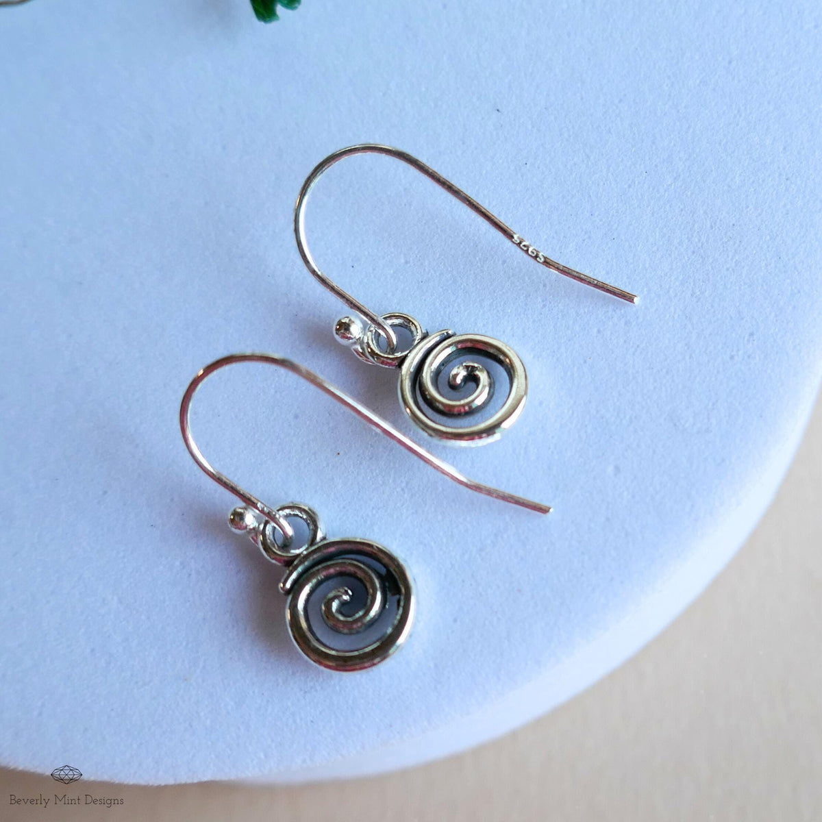 Silver Spiral Earrings, Small Dangle Swirl Earrings, Minimalist Boho Jewelry, Celtic Inspired, Sensitive Ear & Clip-On Options