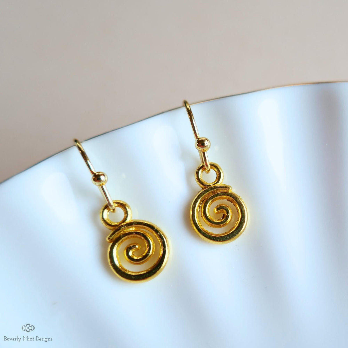 Gold Tiny Spiral Earrings, Mini Swirl Dangle Earrings, Minimalist Boho Jewelry, Celtic Inspired Earrings, Sensitive Ear & Clip-On Options